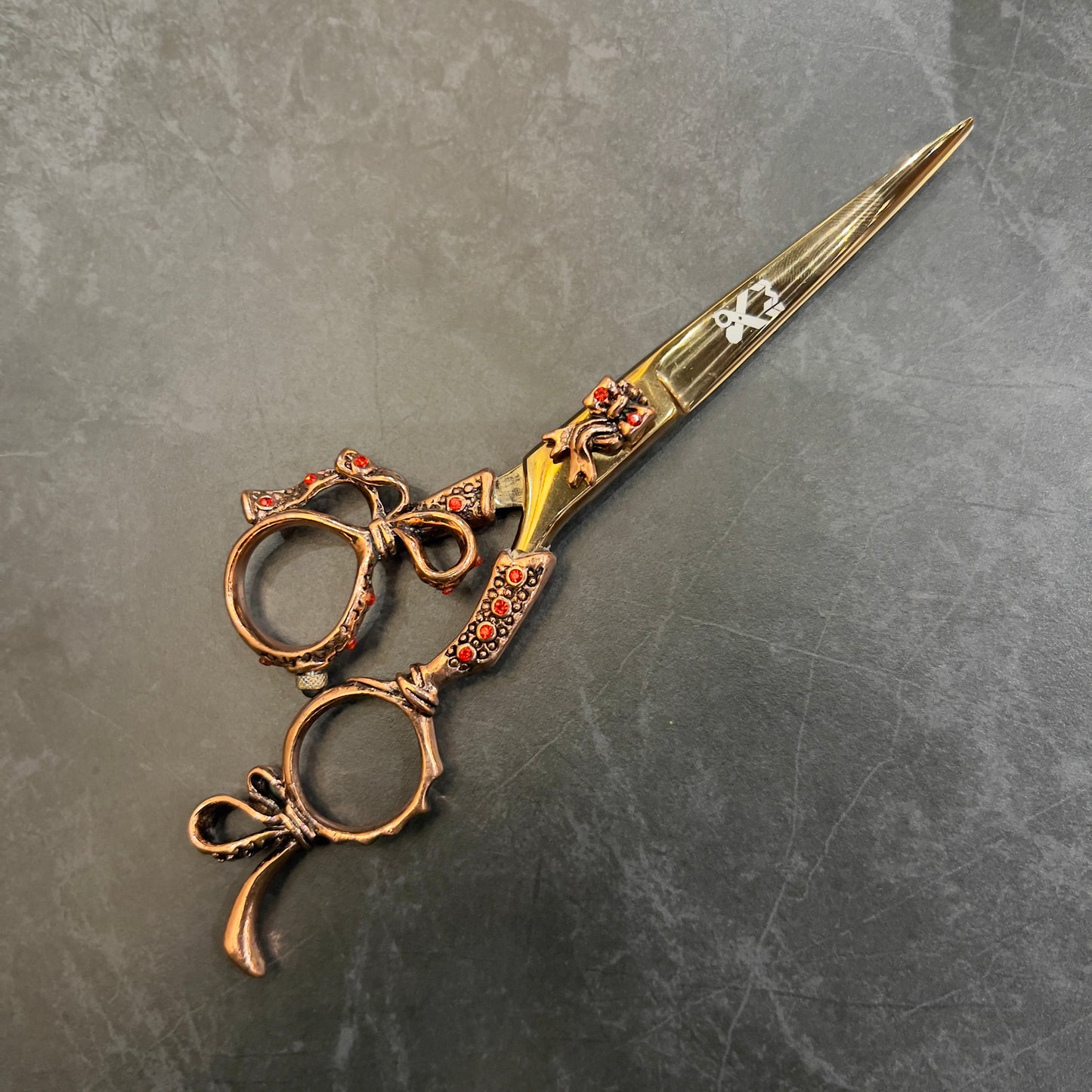 Luxury Rose Gold Scissors with Red Gemstones