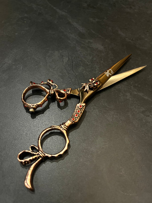 Luxury Rose Gold Scissors with Red Gemstones